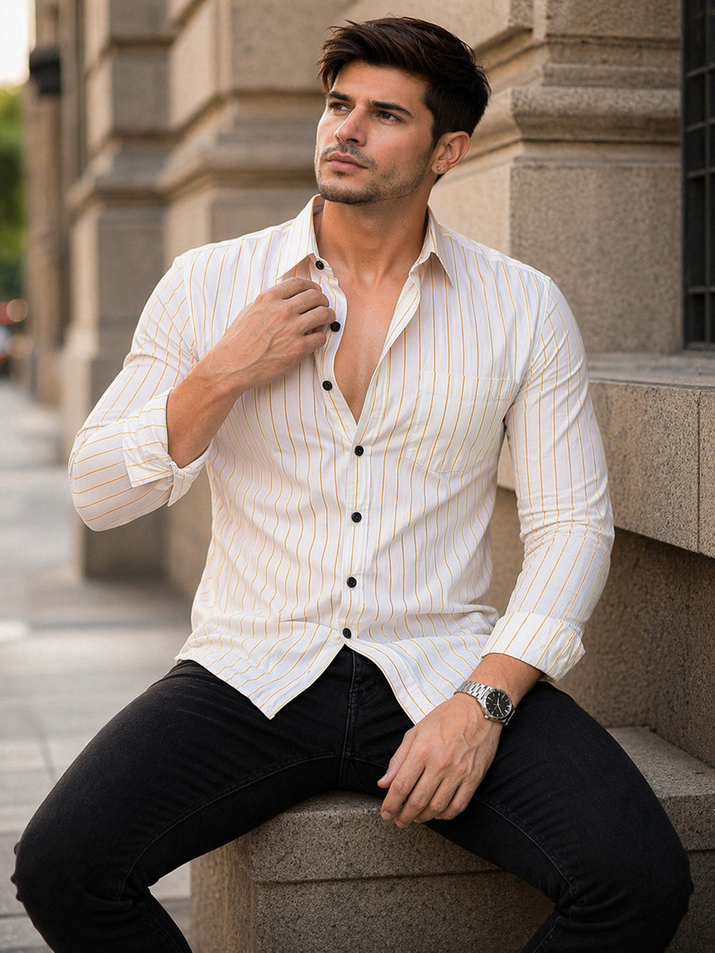 Men Printed, Self Design Casual Multicolor Shirt