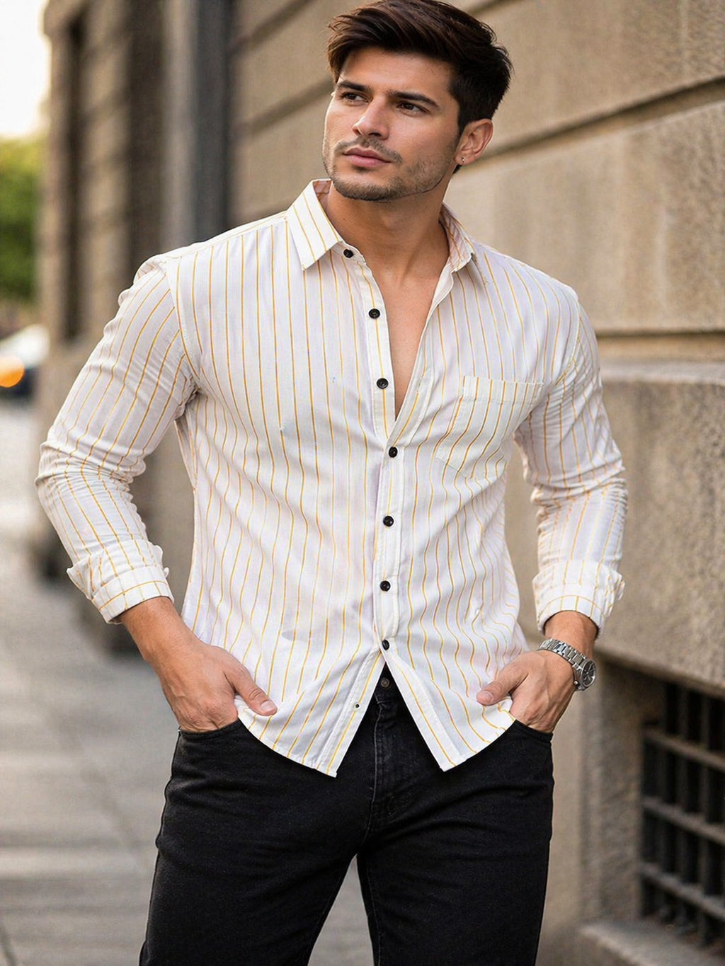 Men Printed, Self Design Casual Multicolor Shirt
