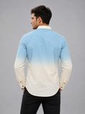 Men’s Sky Blue Ombre Slim Fit Casual Premium Full Sleeve Cotton Blend Shirt