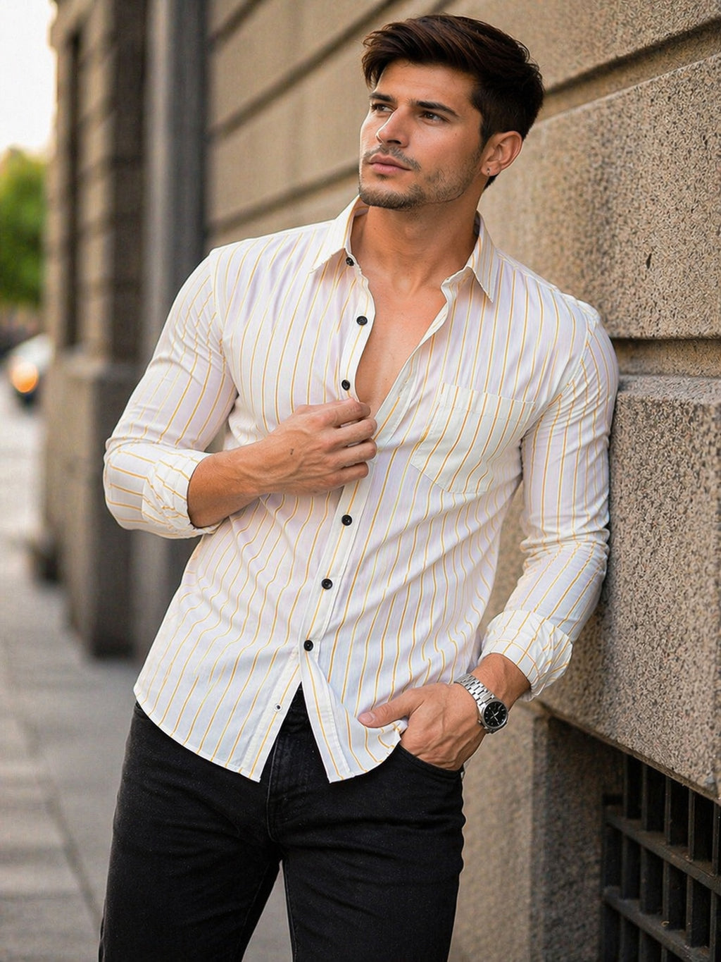 Men Printed, Self Design Casual Multicolor Shirt