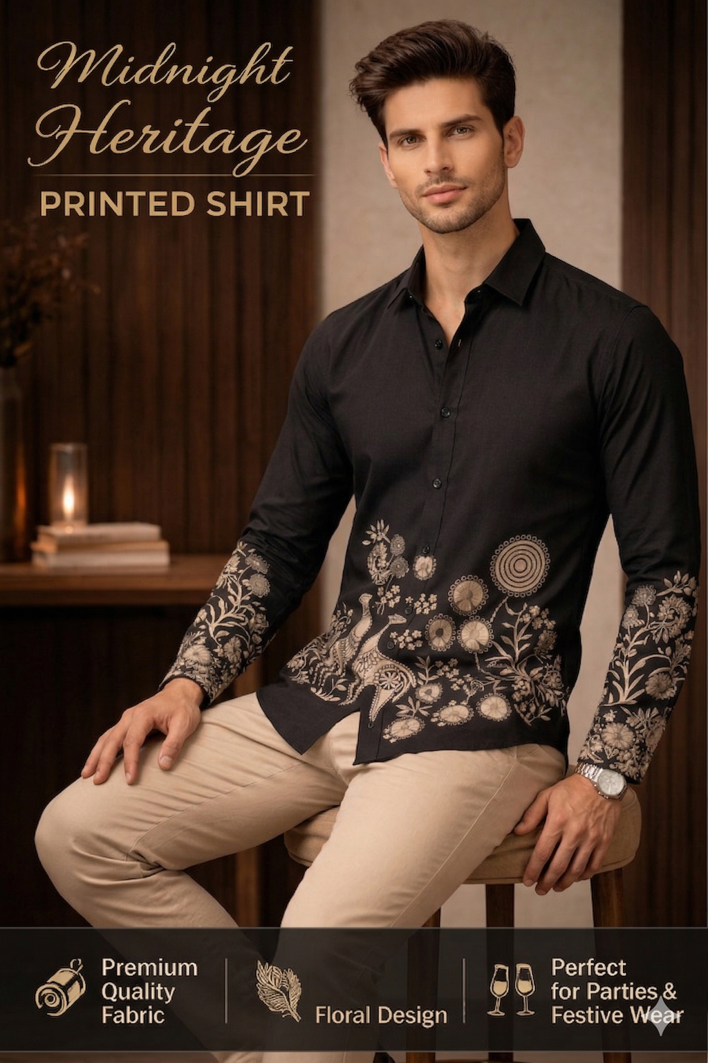 printed Heritage Shirt - Black