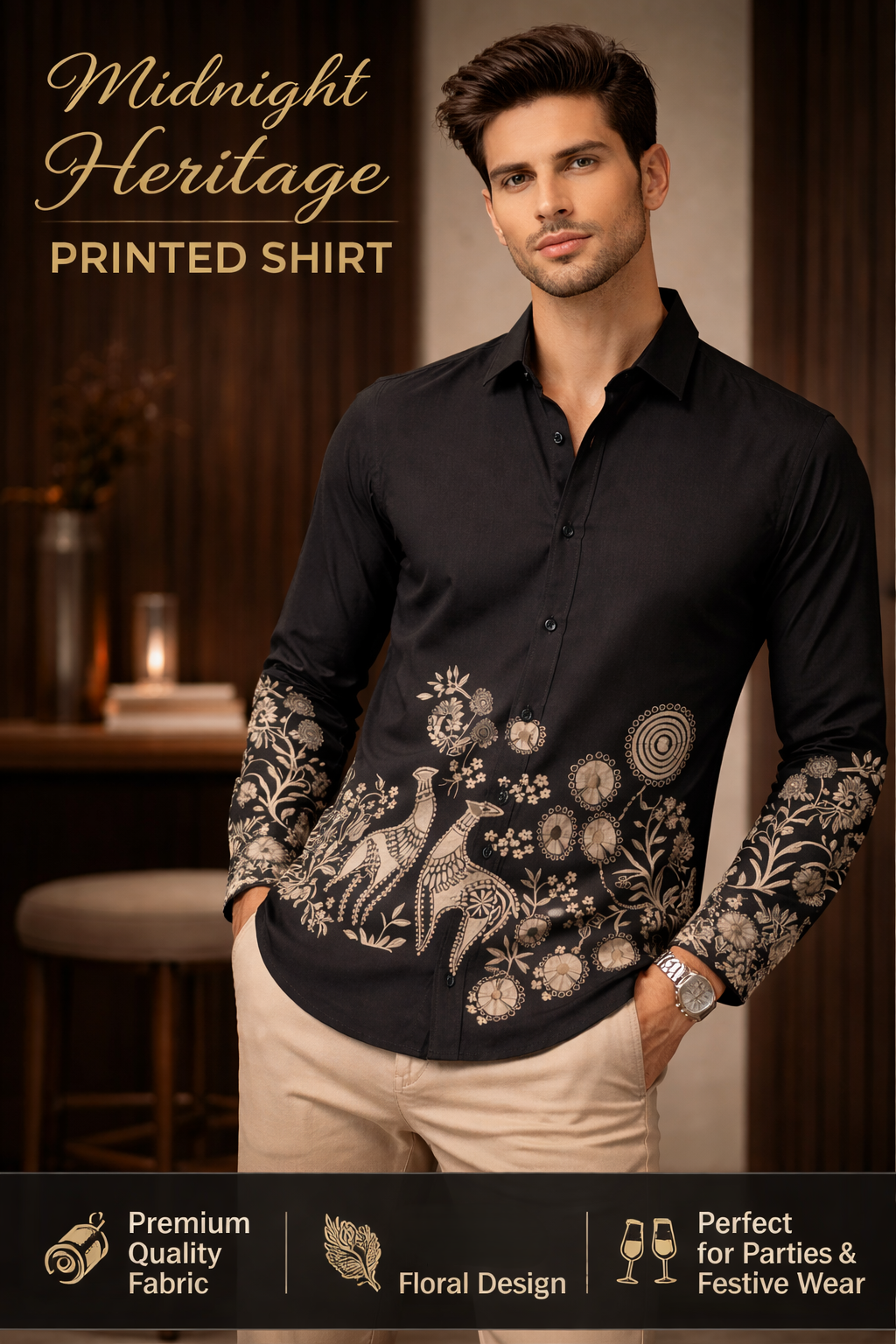 printed Heritage Shirt - Black