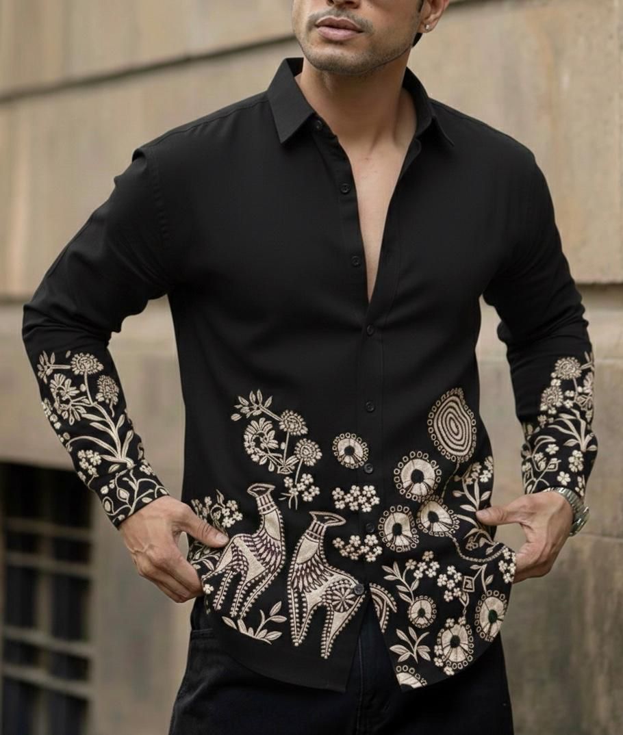 printed Heritage Shirt - Black